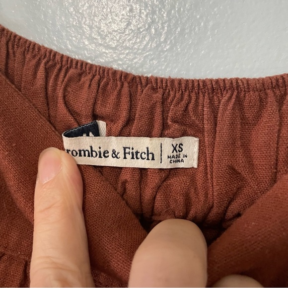 Abercrombie & Fitch Rust Adobe Linen Blend Tiered Maxi Dress Size XS - Picture 12 of 14